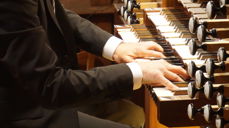 kirkemusikere og programkomite: (f.v.) Gunnar Petersen Øverleir, Inger-Lise Ulsrud, Nils Henrik Asheim, Halgeir Schiager, Kåre Nordstoga, (bak) Gjermund Brenne og Marcus Andre Berg.