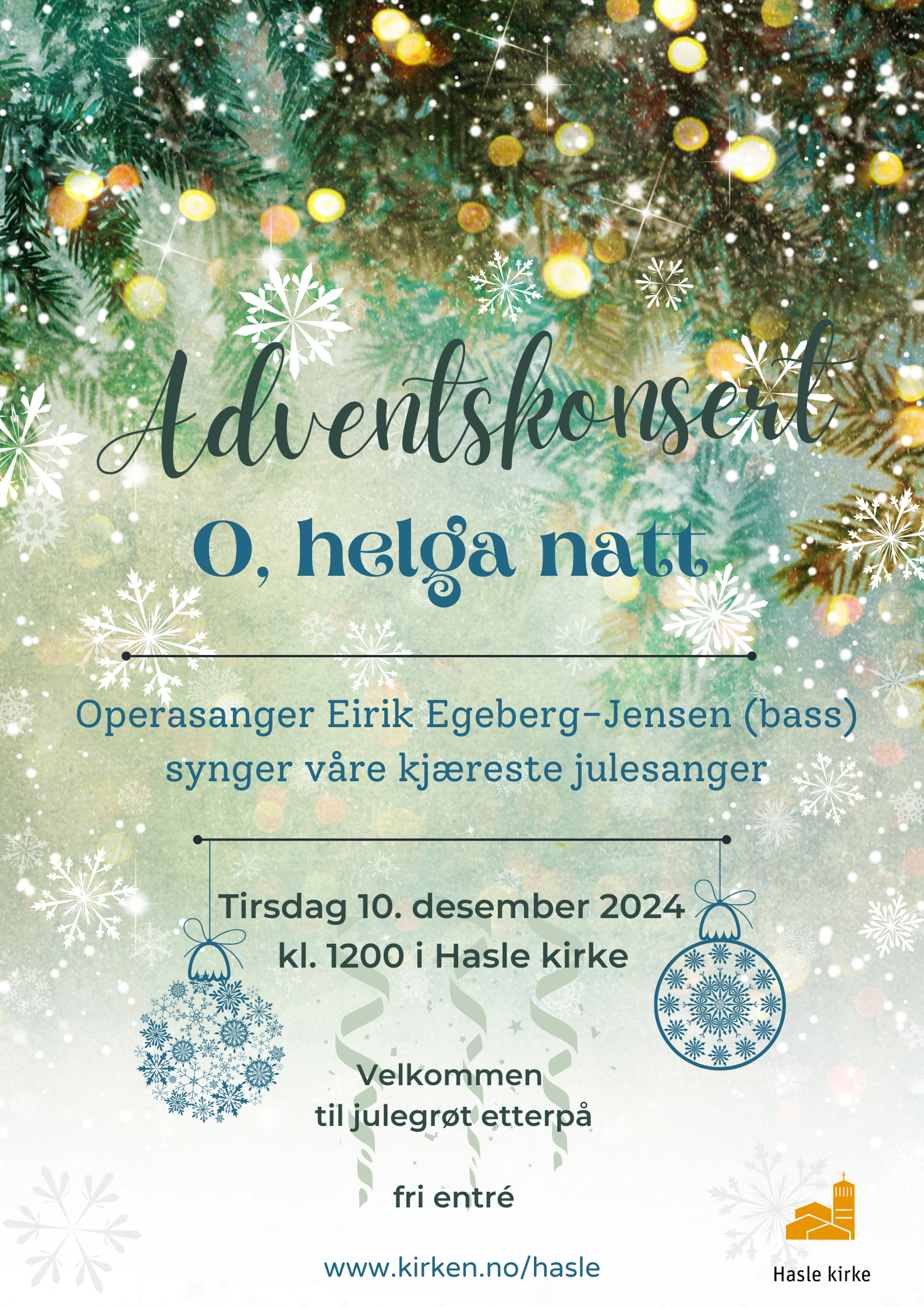 O, helga natt, adventskonsert i Hasle kirke 2024