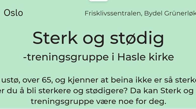 "Sterk og stødig"-treningsgruppe for deg på 65+