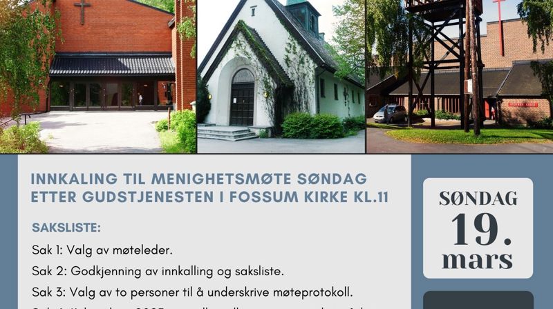 Menighetsmøte 19.03 - Fossum kirke