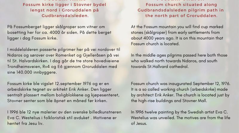 PILEGRMSLEDEN - FOSSUM KIRKE langs Gudbrandsdalsleden