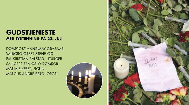 Gudstjeneste med lystenning på 22. juli