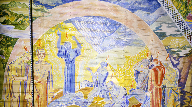 Detalj fra takmaleriet i Oslo domkirke. Malt av Hugo Lous Mohr. Foto: Petter Mohn