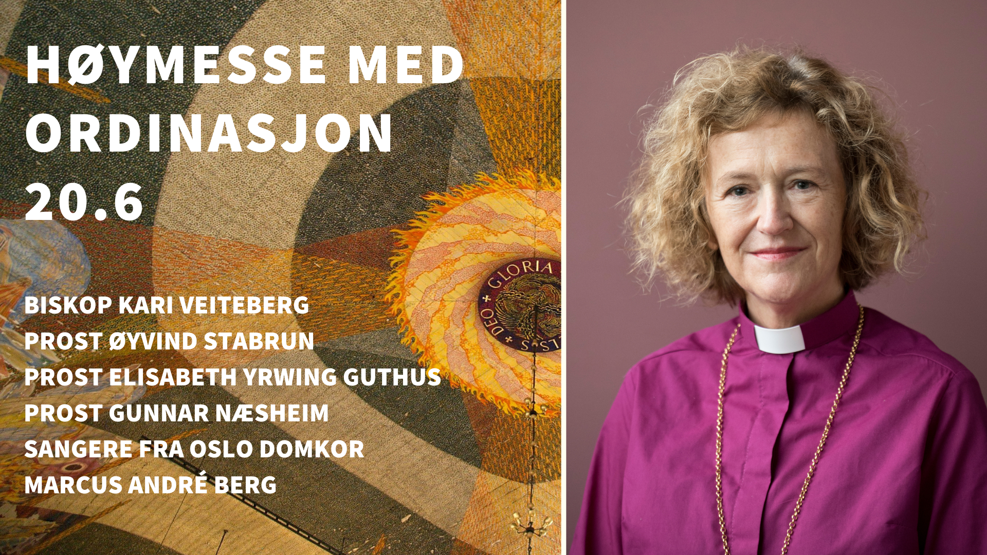 Høymesse med ordinasjon søndag 20. juni