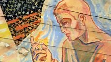 Syndenes forlatelse. Detalj fra takmaleriet av Hugo Lous Mohr