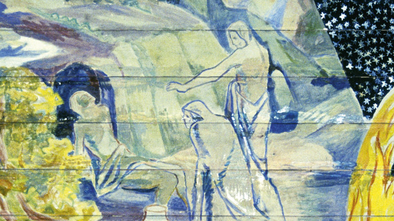 Detalj, som viser «Kvinnene ved graven», fra takmaleriet i Oslo domkirke. Malt av Hugo Lous Mohr. Foto: Petter Mohn