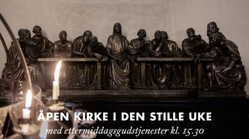 Sølvalteret, L'ultima Cena, i Oslo domkirke. Laget av den italienske billedhuggeren Arrigo Minerbi. Foto: Munch design