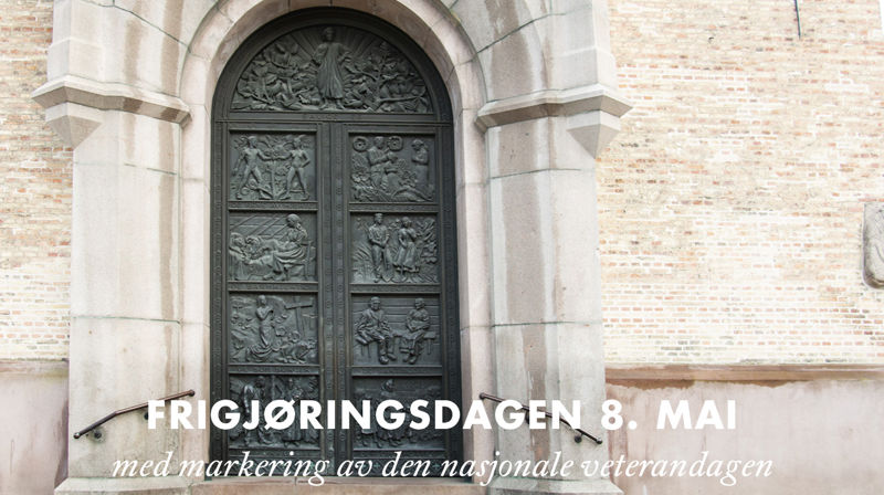 Domkirkens bronsedør med motiver fra Saligprisningene. Foto: Munch design