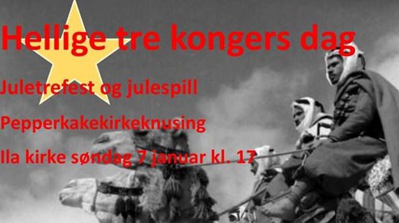 Juletrefest, julespill, juletregang, julegodtepose, julequiz, juleutlodning og pepperkakekirkeknusing i Ila kirke søndag 7. januar kl. 17.