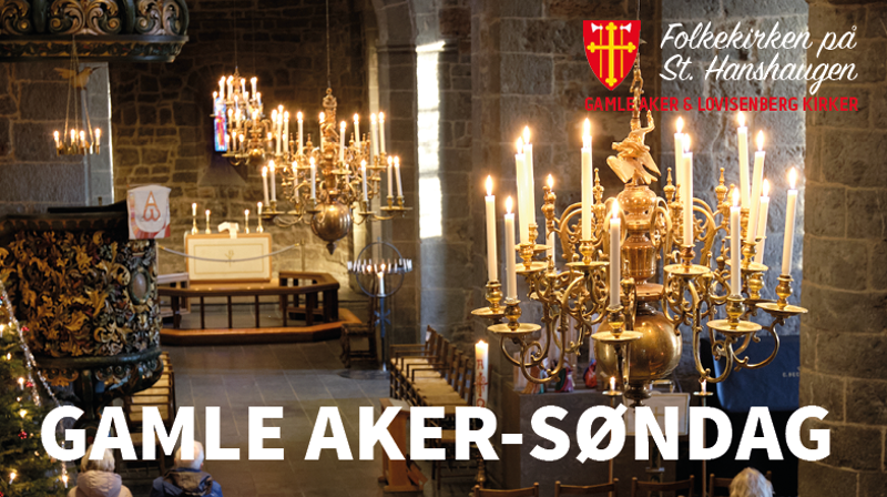 Gamle Aker kirke – opplyst av levende lys.