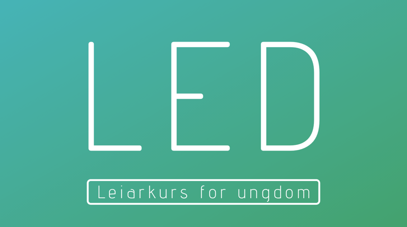 Logo for LED, hvit skrift på grønn gradient bakgrunn