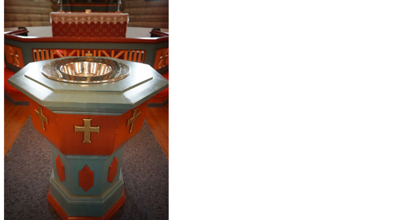 Døypefont i Lidar kyrkje. Foto: Saskia Aleida Van Veen. Tekst: Solveig Sandberg.