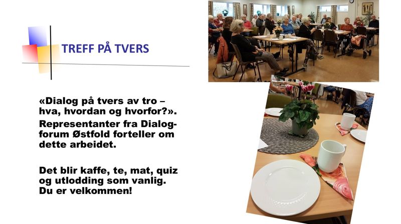 Treff på tvers 5.mai kl. 12.00 i Ekholt kirke