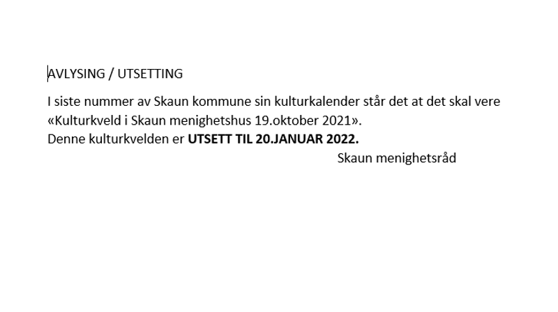 AVLYSING / UTSETTING