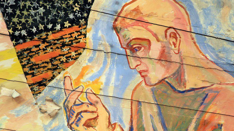 Syndenes forlatelse. Detalj fra takmaleriet i Oslo Domkirke av Hugo Lous Mohr