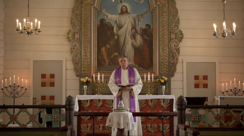 Gudsteneste i Geiranger kyrkje på palmesøndag