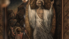 Utsnitt av altertavla i Sunnylven kyrkje.