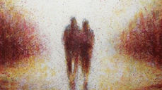 Medvandrer 2. Litografi av Helge Bøe