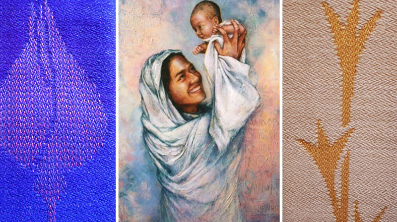 Bilde venstre og høgre: Detalj frå stolaer av Bjørg Hustad - Skyttelvev.no