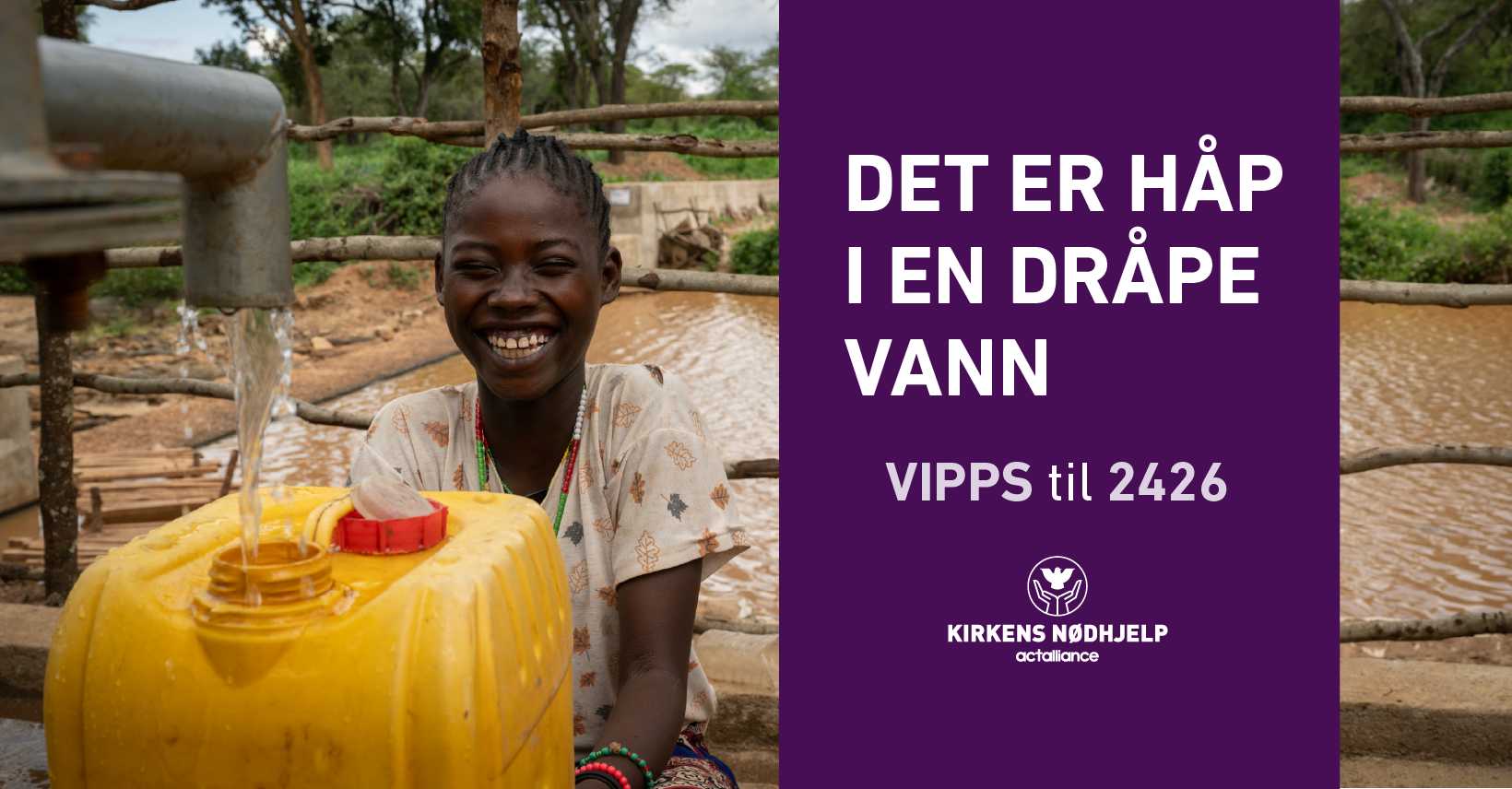 Fasteaksjon 2026 - håp i en dråpe vann. Ditt bidrag gjør en forskjell!