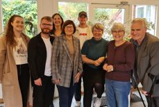 Frivillige og ansatte fra Byåsen og Sverresborg menighet på konferanse i Danmark ifm Nordisk forskningsprosjekt om frivillighet. Sanna Eriksen, Kevin Tårnes, Ingrid Eikli Heggset, Aud Singstad, Sebastian Uthaug, Kirsti Sødal, Bente og Jarle Jakobsen. 