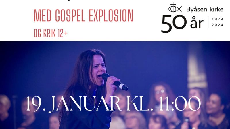 Søndag 19. januar er det meldt regn i Trondheim. Men i Byåsen kirke lover vi 25 grader og topp stemning med femti gospelsangere, Leif Skaug og vårt fantastiske flygel.