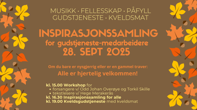 Inspirasjonssamlingen er dessverre avlyst! Tekstleser- workshop gjennomføres.