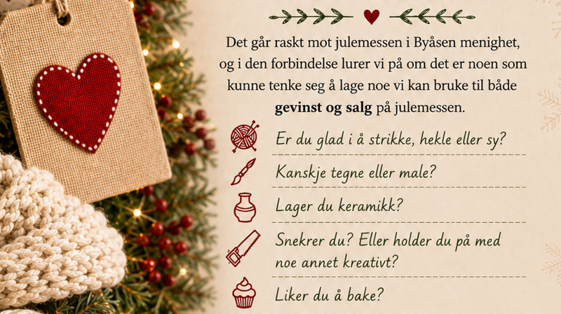 Julemessen lørdag 21. november - forespørsel om bidrag til gevinst og salg