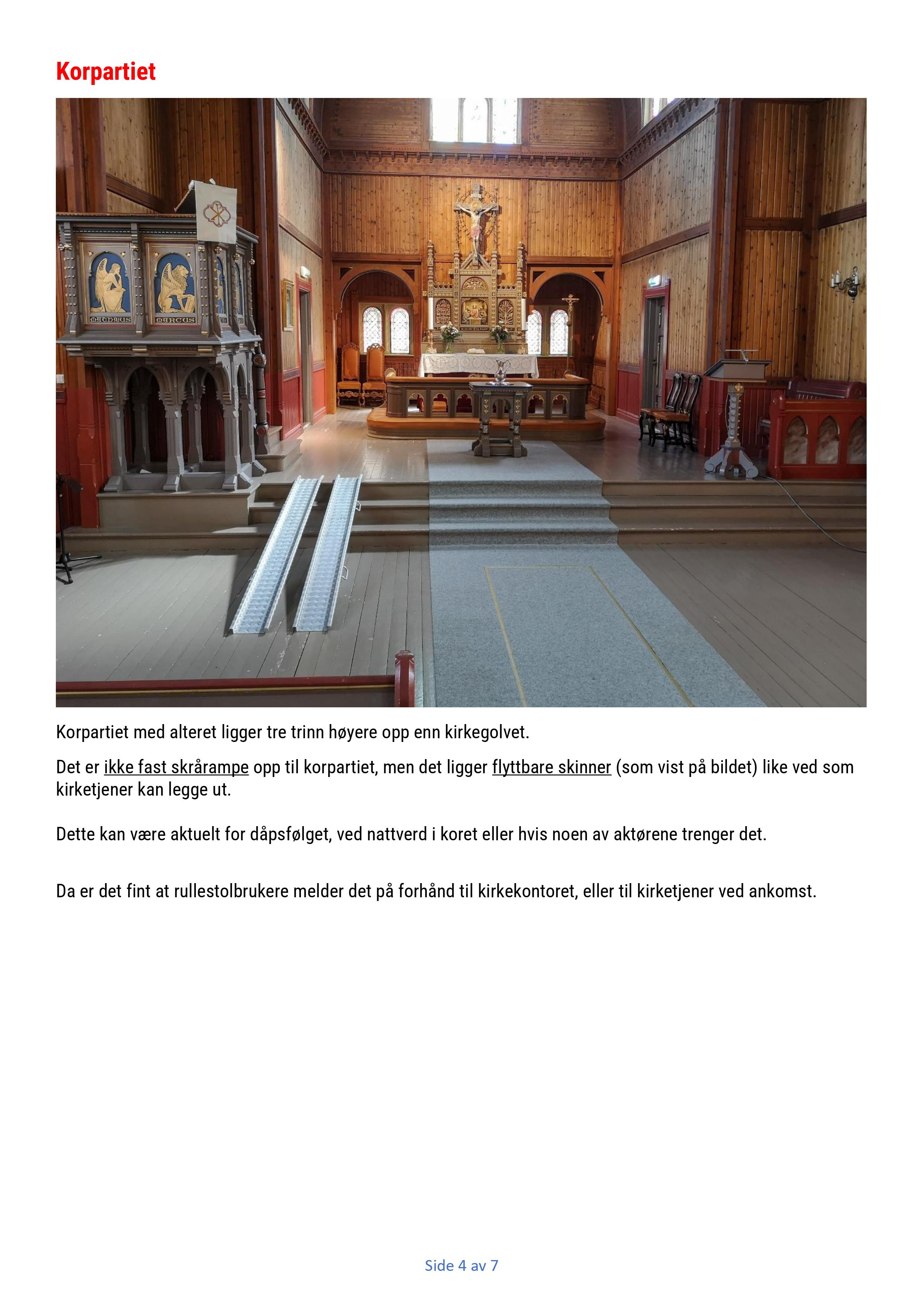 Tekst og bilder om tilgjengelighet i Strinda kirke