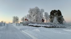 Vinterstemning ved Leira kapell. Foto: Sølvi Rise