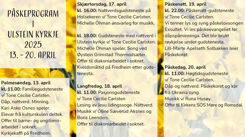 Påskeprogram Ulstein kyrkje 2025