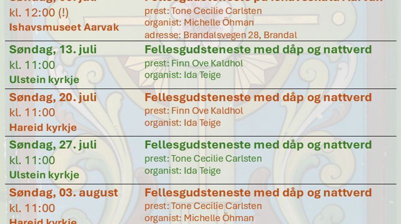 Gudstenester sommar 2025