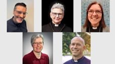 Kandidatene i alfabetisk rekkefølge, fra øverst til venstre: Vidar Mæland Bakke, Stephanie Dietrich, Grethe Lystad Johnsen, Karen Margrete Eikenes Mestad og Tor Magne Nesvik. (Foto: Stavanger bispedømme/Den norske kirke)