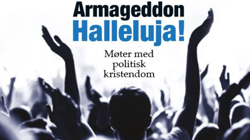 Illustrasjon hentet fra den aktuelle boken «Armageddon, Halleluja! Møter med politisk kristendom» av Dag Hoel.