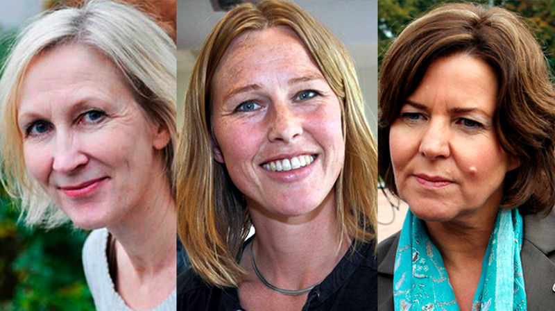 På 8. mars-gudstenesta i Oslo domkyrkje deltek mellom andre (frå venstre): Dekan ved Det teologiske fakultet, Aud V. Tønnesen, leiar av Norges kvinnelobby, Gunnhild Vehusheia og likestillings- og diskrimineringsombod, Hanne Inger Bjurstrøm.