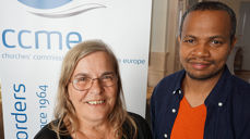 Nyvalgt leder for Churches’ Commission for Migrants in Europe, Lemma Desta sammen med organisasjonens generalsekretær, Doris Peschke.
