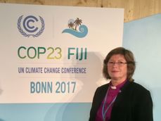 Møre biskop Ingeborg Midttømme på COP23 i Tyskland. Foto: Einar Tjelle, Mellomkirkelig råd.