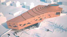 Utvendig skisse av framlegget til den nye kyrkja i Ulsteinvik. (Ill.: Snøhetta)